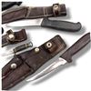 Image 2 : Vintage Fixed Blade Hunting Knife Lot, Victorinox & Assorted Makers, 5 Knives W Leather Sheaths Set