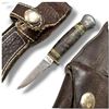 Image 3 : Vintage Fixed Blade Hunting Knife Lot, Victorinox & Assorted Makers, 5 Knives W Leather Sheaths Set