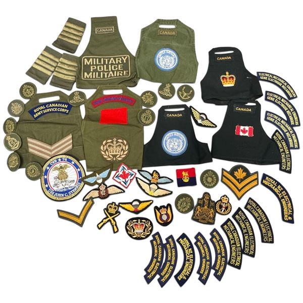 Canadian Military & UN Insignia Lot, RCEME, Service Corps, Military Police, Rank Badges & Patches