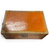 Image 3 : Leather-Covered Wood Travel Trunk with Brass-Tone Studded Mounts & Black Interior