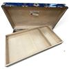 Image 6 : Vintage Blue Plywood Steamer Trunk with Brass-Tone Hardware & Interior Tray (36 x 20 x 14 in.)