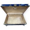 Image 7 : Vintage Blue Plywood Steamer Trunk with Brass-Tone Hardware & Interior Tray (36 x 20 x 14 in.)