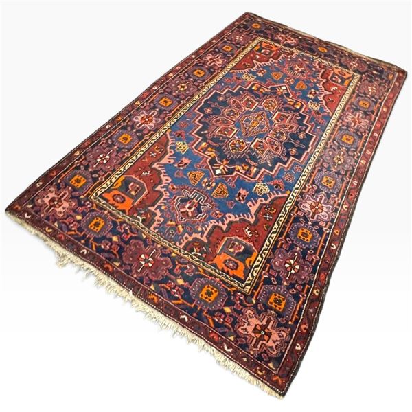 Hand-Knotted Persian Rug w/ Geometric Patterns, Iran 79x52"