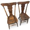 Image 2 : Pair of Antique Wooden Chairs w Carved Backrests & Turned Legs