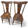 Image 3 : Pair of Antique Wooden Chairs w Carved Backrests & Turned Legs