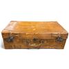 Image 1 : Vintage Brown Leather Suitcase w Metal Latches 28x16x9"