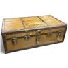 Image 1 : Antique Leather Steamer Trunk, Grace J. Stewart Nameplate, Wood Slats & Hardware, 36.5 x 21 x 13 In.