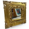 Image 3 : Thai Carved Gilt Wood Wall Mirror, Ornate Openwork Floral Frame, Made in Thailand, 27 X 27 Inches
