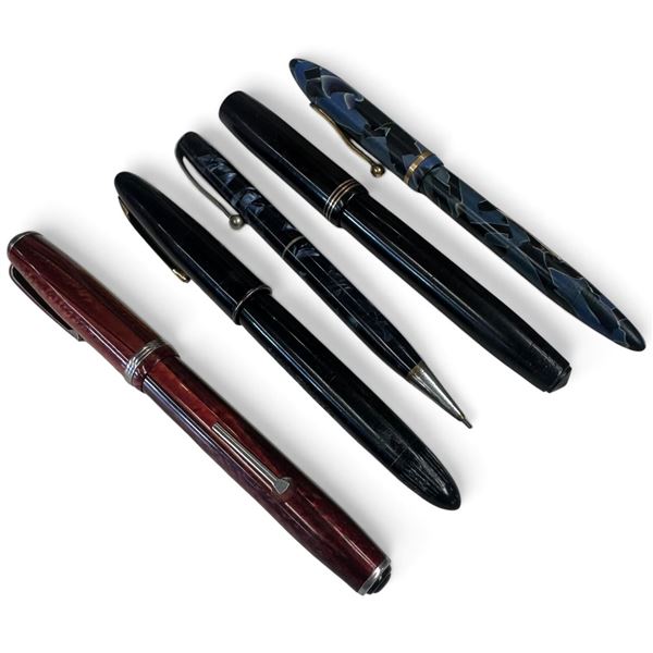 Collection of Vintage Fountain Pens by MT & Co., Sheaffer & Esterbrook (2 with 14KT Nibs)