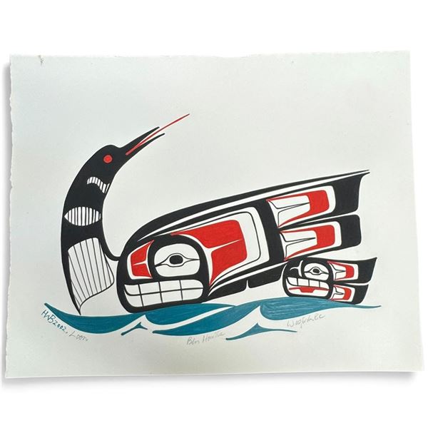 2002 Original Ben Houstie "Loon" Painting on Art Paper * Signed Ben Houstie, Waglisla BC * Unframed