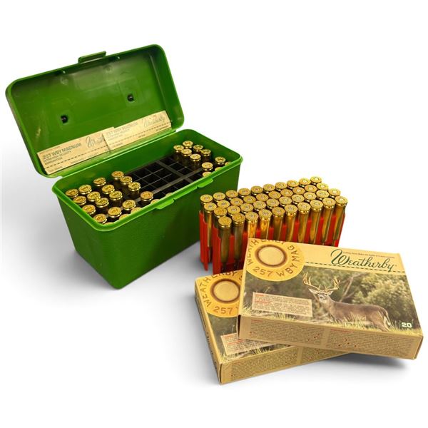 Weatherby 257 WBY Magnum Ammunition w Case & Boxes 62 Cartridges