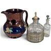 Image 2 : Copper Lustre Pitcher, Laudanum - Poison Glass Bottle, Royal Doulton Falconer Plate