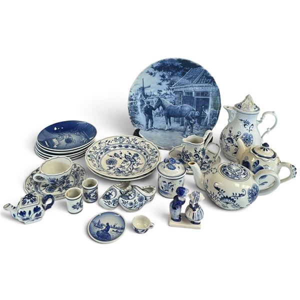 Assorted Blue & White Porcelain Collection: Royal Copenhagen & Delft