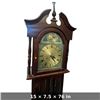 Image 2 : Wooden Grandfather Clock w Roman Numerals & Decorative Face 15x7.5x76"