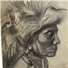 Image 3 : Ron H. Signed Indigenous Man Portrait Drawing, Feather Headdress, 1985, Framed, 11.8 x 14.8 Inches