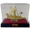 Image 1 : Korean Geobukseon Turtle Ship Model, 24K Gold-Plated, Kumho Tires Presentation, Display Case, 5.5 In