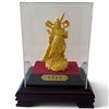 Image 1 : Chinese Guan Gong Guan Yu Warrior Figurine, Gold-Foil Finish, Display Case & Wood Base, Asian Decor