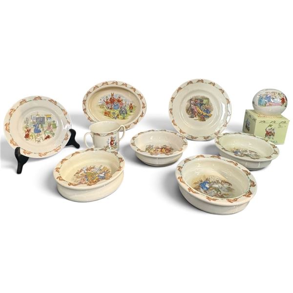 Royal Doulton Bunnykins Children's Nursery Ware Collection, Bowls, Plates, Mug & Money Ball, 9 Pc
