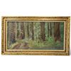 Image 1 : M. LePage R.J.M. Signed Redwood Forest Landscape Painting, 1984, Ornate Gilt Frame, 56 x 32 Inches