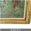 Image 2 : M. LePage R.J.M. Signed Redwood Forest Landscape Painting, 1984, Ornate Gilt Frame, 56 x 32 Inches
