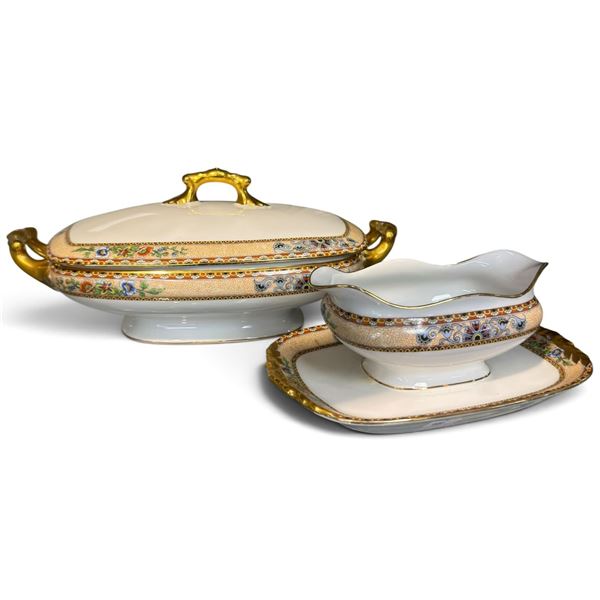 Limoges Elite Works Porcelain Covered Tureen & Gravy Boat