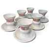 Image 1 : Set of 6 Heinrich German Porcelain Kaffee Cups & Saucers w Red Motif