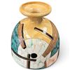 Image 3 : Mid-Century Modern Abstract Ceramic Vase Teal Geometric Design & Studio Pottery 14.5" Tall
