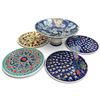 Image 1 : Set of Turkish Ceramic Tiles & Pedestal Bowl with Floral Patterns