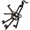 Image 1 : Set of 5 Vintage Iron Skeleton Keys with Ornate Hook, Largest 6"