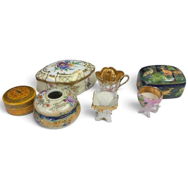 Assorted Decorative Boxes & Vases by Limoges & Kashmir