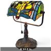 Image 2 : Stained Glass Lamp with Dragonfly and Floral Motif, 12.5 in Height