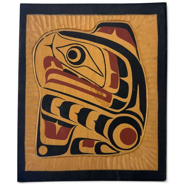 Lloyd Wadham Kwakiutl Carved Wooden PanelH 7.5x9"