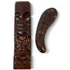 Image 1 : Traditional Maori Wood Carvings with Paua Inlay, Rotorua, NZ, Panel 16x4 in