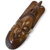 Image 4 : Pair West African Hand-Carved Wood Decorative Masks, Bird & Horn Motifs with Inlay, 21 In. Long