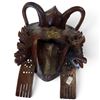 Image 4 : Balinese Carved Hardwood Female Mask & Water Buffalo Figure With Riders, Indonesian Folk Art, 2 Pc