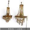 Image 2 : Pair Brass & Crystal Chandeliers with Cascading Prisms, Restoration Project, 21 x 12 In., Parts Bags