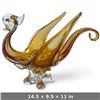 Image 2 : Amber & Clear Glass Murano Style Bird Sculpture, 14.5x9.5x11 Inches