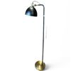 Image 1 : Mid-Century Style Black & Brass Floor Lamp, Adjustable Dome Shade & Arm, Circular Base, 59 In. Tall