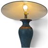Image 3 : Modern Ceramic Table Lamp, Blue-Green & Ochre Base, Wide Conical Metal Shade, 30 In. Tall