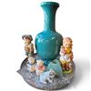 Image 1 : Collection of Ceramic Figurines & Glass Dish w Blue Glaze Vase H 15" H