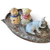 Image 5 : Collection of Ceramic Figurines & Glass Dish w Blue Glaze Vase H 15" H