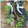 Image 4 : Pair Gris Signed Mid-Century Oil Paintings on Tobacco Leaves, Tropical Birds Framed MCM Artworks Set