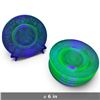 Image 2 : 10 Uranium Glass Floral Dessert Plates, Depression Era Style, UV Reactive Green Glass, 6 Inches Each