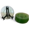 Image 4 : 10 Uranium Glass Floral Dessert Plates, Depression Era Style, UV Reactive Green Glass, 6 Inches Each