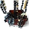 Image 2 : Collection of Black & Cream Seed Necklaces in Wooden Box