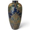 Image 1 : Art Nouveau Style Ceramic Vase, Cobalt Blue & Green Glaze with Gilt Floral Decoration 14 Inches Tall