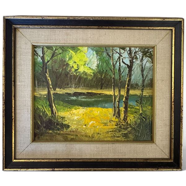 Phillip Cantrell Signed Original Michigan Woodland River Landscape Oil Painting, Framed, 14.5 x 13"