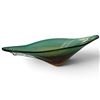 Image 1 : Murano Style Green and Amber Art Glass Centerpiece Bowl, Freeform Elongated Design, 18.5 Inches Long