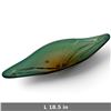 Image 3 : Murano Style Green and Amber Art Glass Centerpiece Bowl, Freeform Elongated Design, 18.5 Inches Long