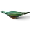 Image 4 : Murano Style Green and Amber Art Glass Centerpiece Bowl, Freeform Elongated Design, 18.5 Inches Long